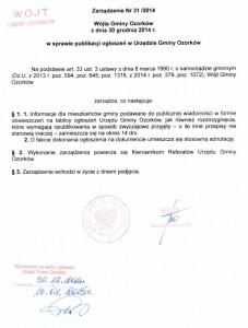 zarzadzenie nr 31 2014 wojta gminy ozorkow